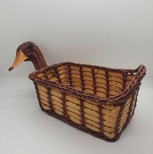 Vintage Duck Wicker Basket